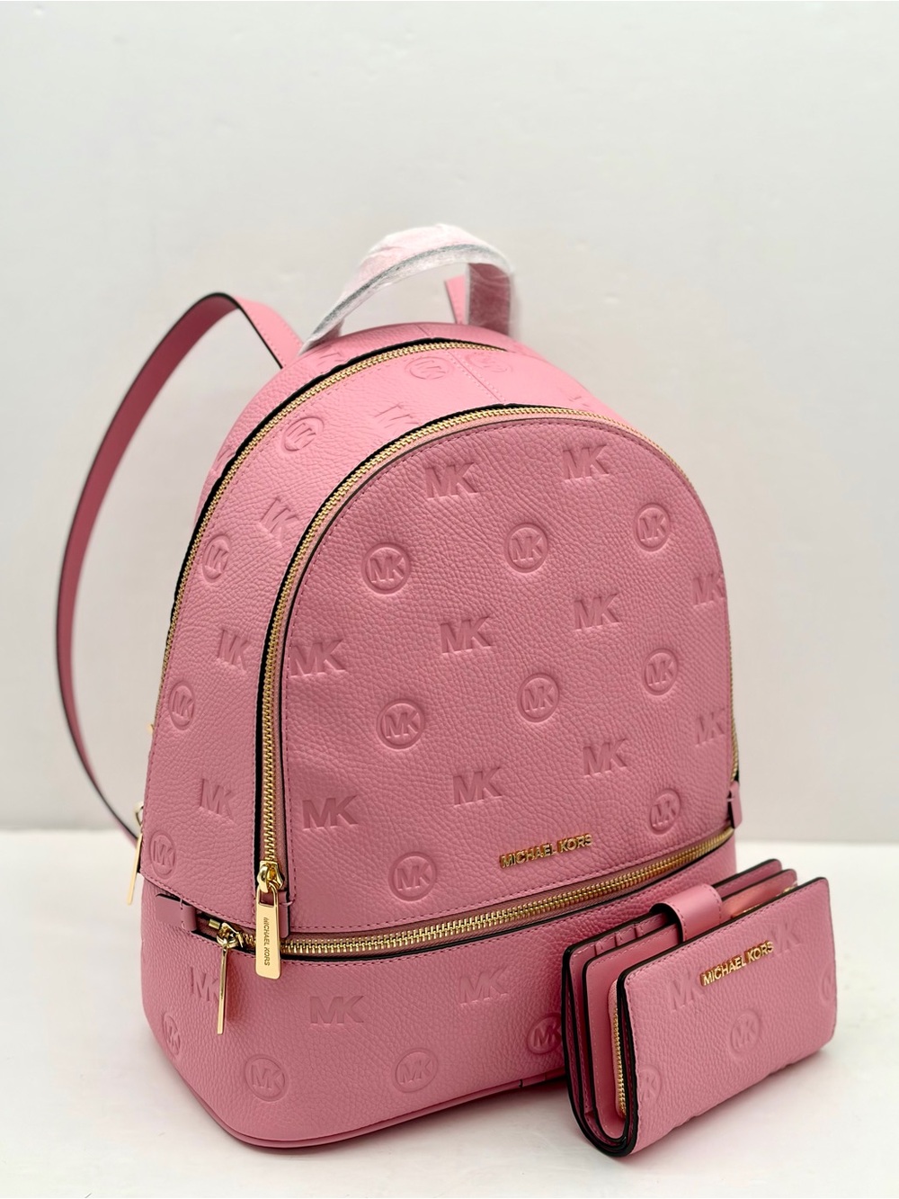 Michael Kors Pink Embossed Leather Backpack with Matching Wallet - Picture 13 of 13